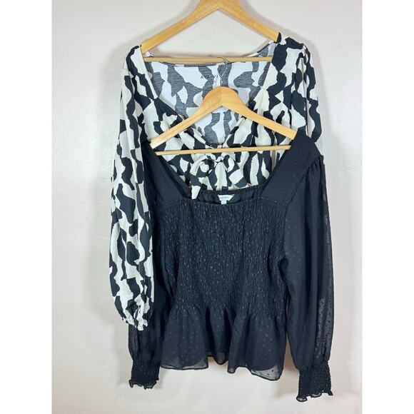 Women’s Plus Size 2X Blouses Boho Neutral Cottage Ruffle *Bundle of 2* - Picture 1 of 12